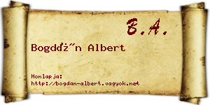 Bogdán Albert névjegykártya